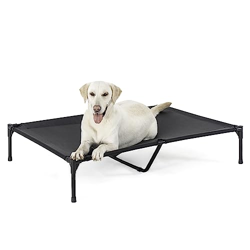 Raised Dog Bed for Large Dogs, Heavy Duty Pet Cot with Washable Mesh, Black L87471
