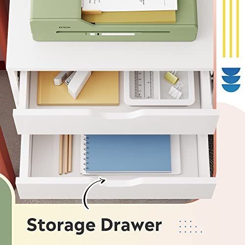 White 5 Drawer Wood Storage Cabinet with Wheels D6072