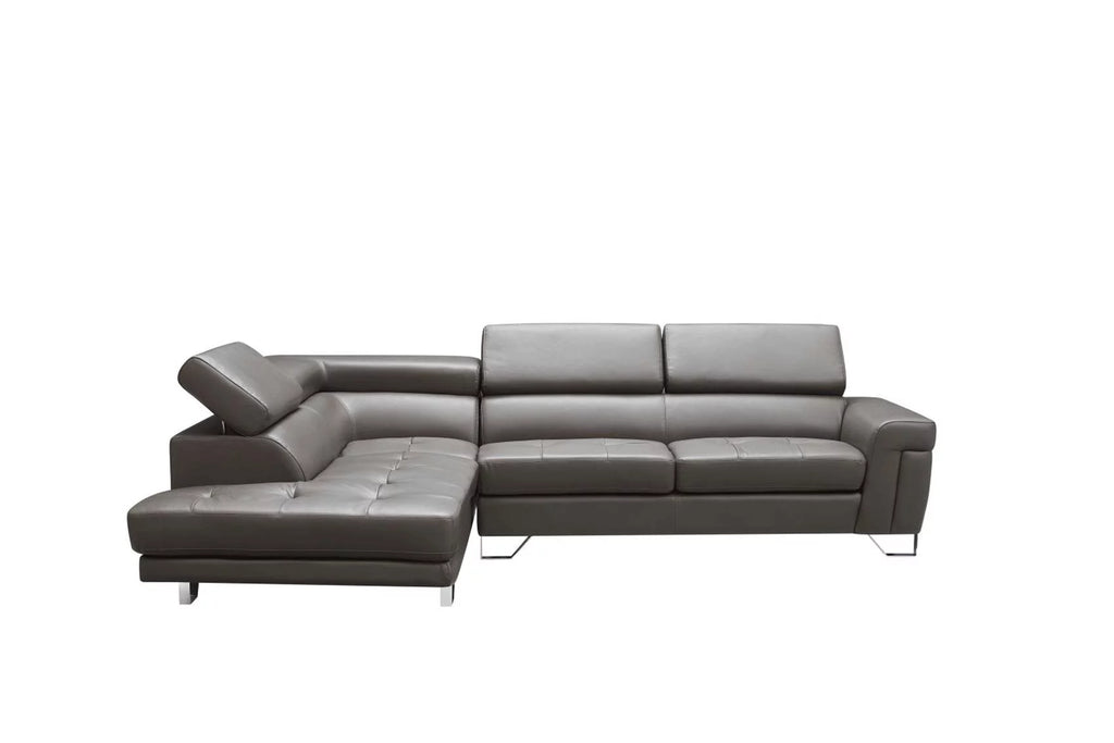 Dark Gray Top-grain Leather Sectional Sofa V6876