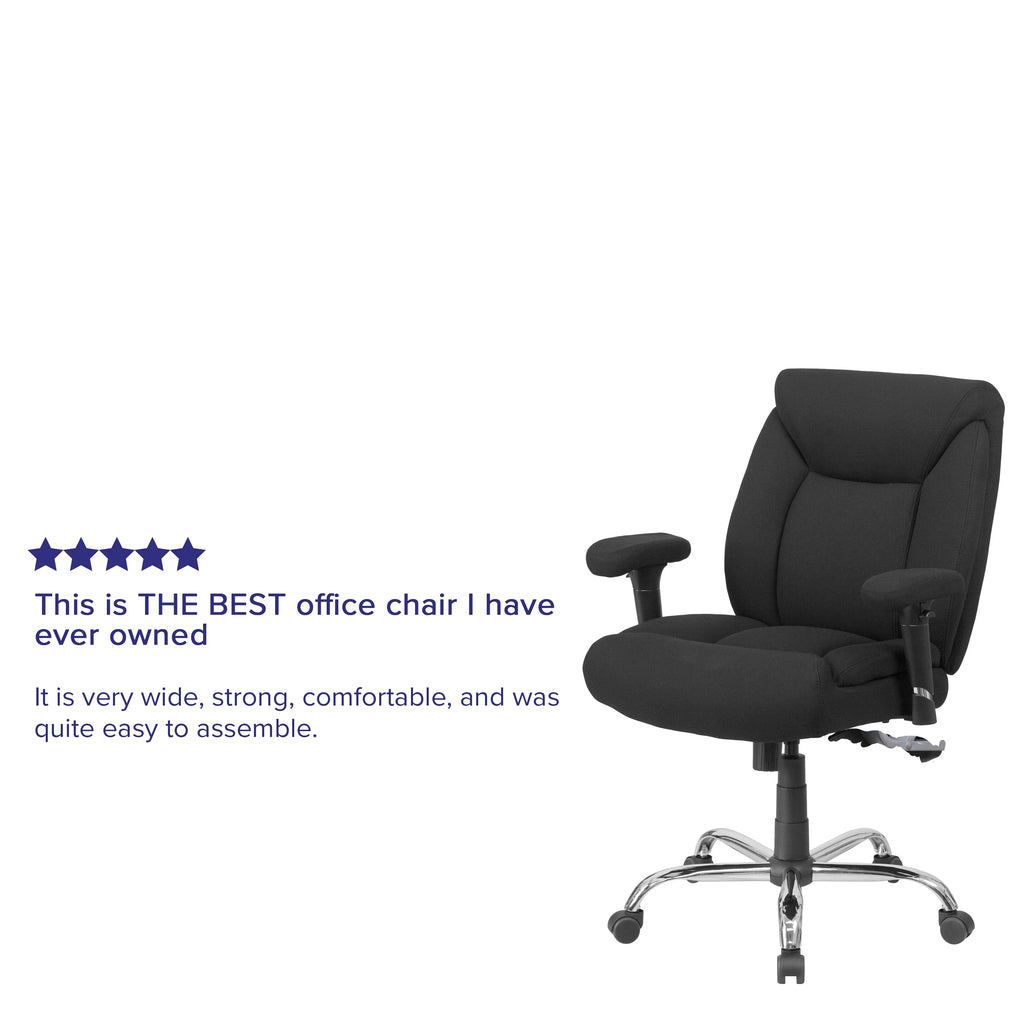 Big & Tall 400 lb. Rated Black Fabric Tufted Swivel Ergonomic Office Chair A319974