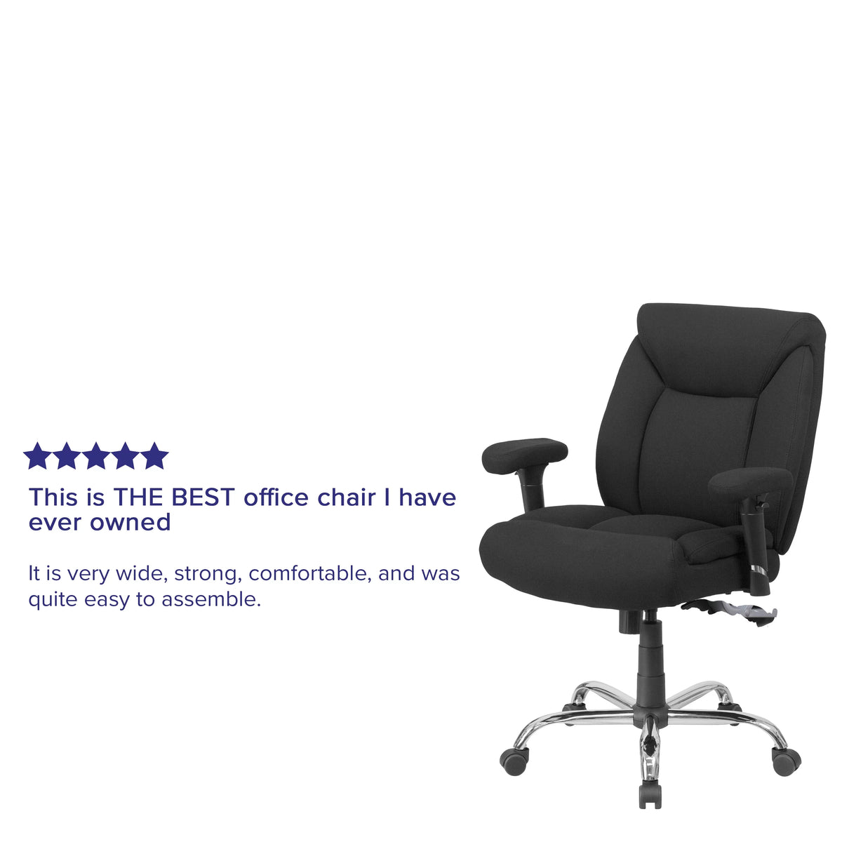 Big & Tall 400 lb. Rated Black Fabric Tufted Swivel Ergonomic Office Chair A319974