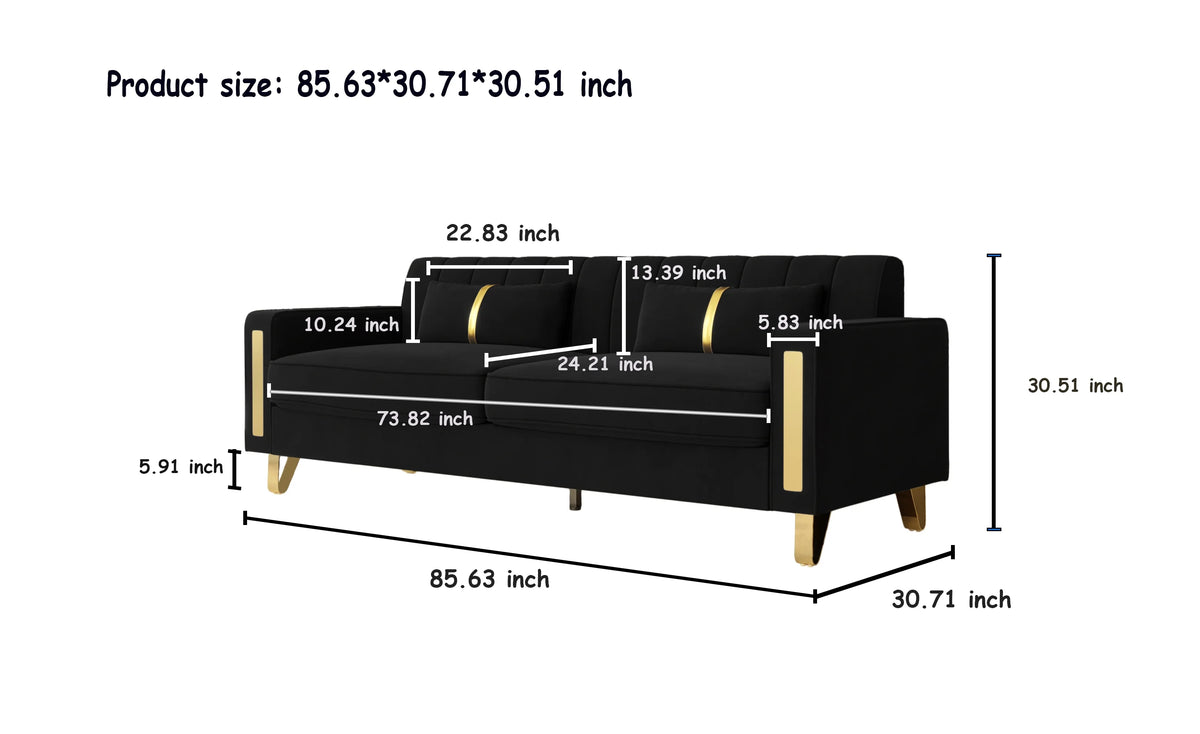 Black Velvet Sofa Couch M105698