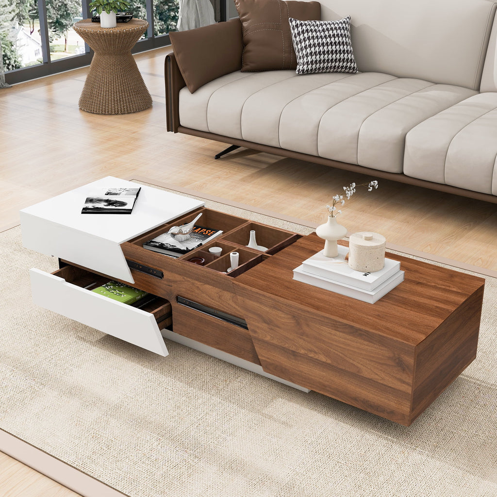Extendable Coffee Table with Sliding Top and Storage Drawers J182