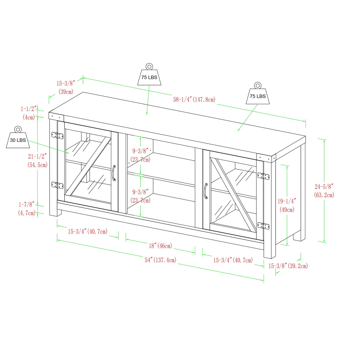 Glass Door TV Stand S596