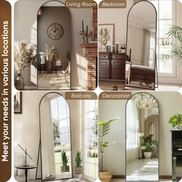76"x34" Black Arched Full Length Floor Mirror S891045