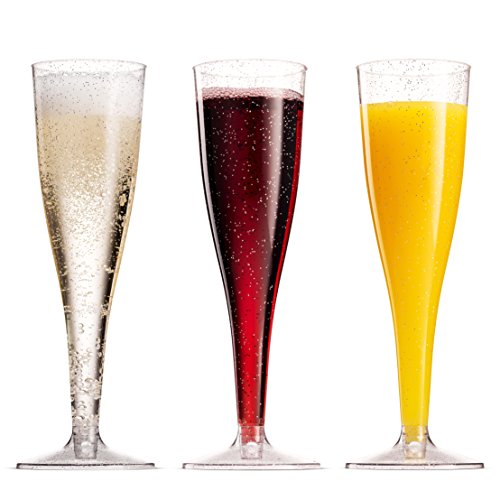 50 Pack 5 Oz Gold Rimmed Clear Plastic Champagne Flutes F721