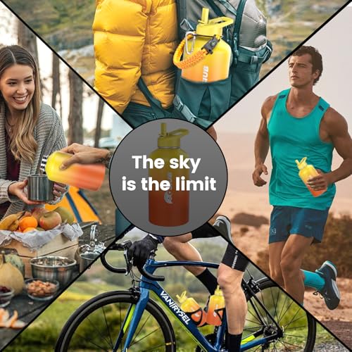 64 oz Insulated Stainless Steel Water Bottle with Flip Straw L4287