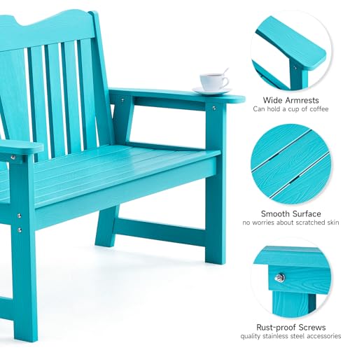 Weatherproof 2-Person Outdoor Bench with Armrests and Backrest R3444