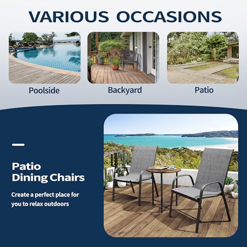 Set of 6 Stackable Textilene Patio Chairs with Armrests S3060