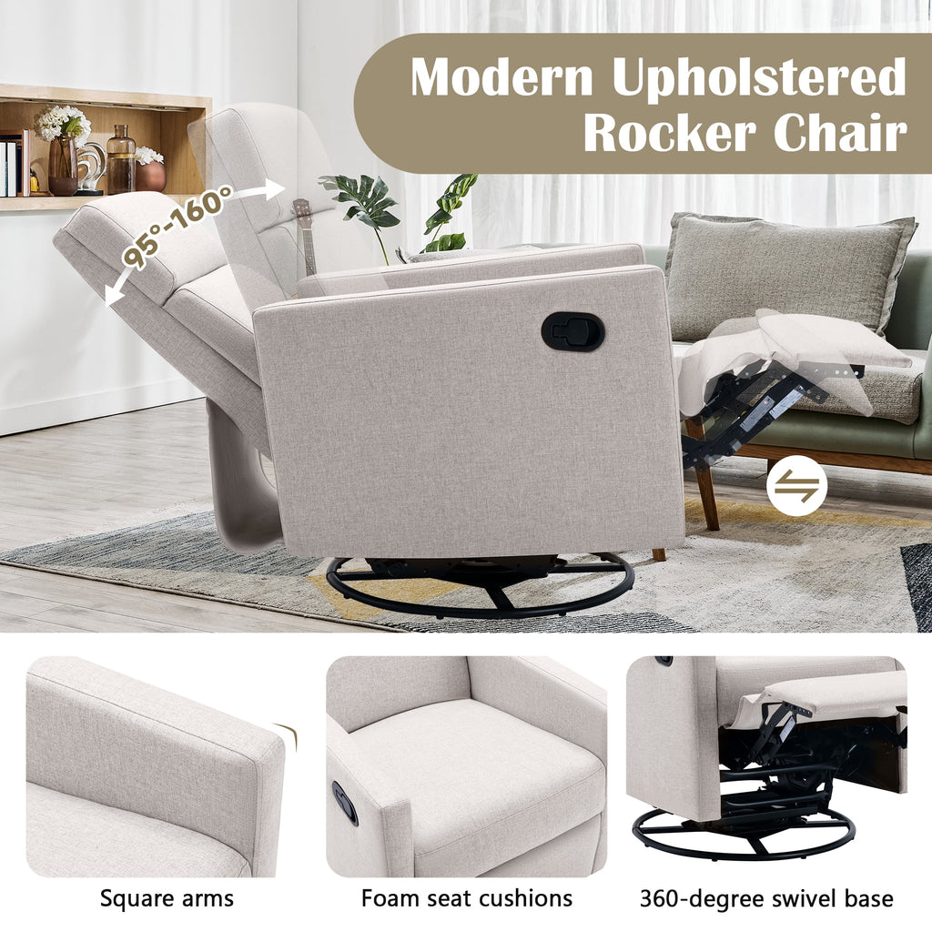 Tan Upholstered Swivel Recliner Chair A562034