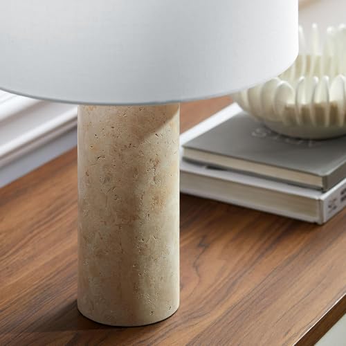 Travertine Stone Pillar Table Lamp U183585