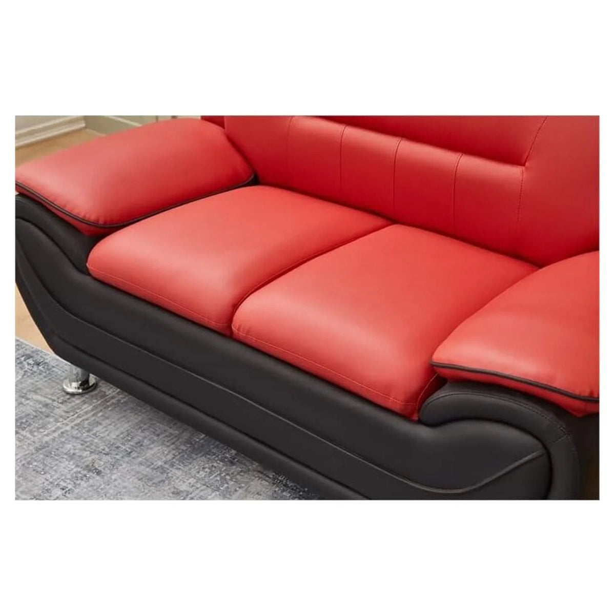 Black Red Faux Leather Loveseat W471