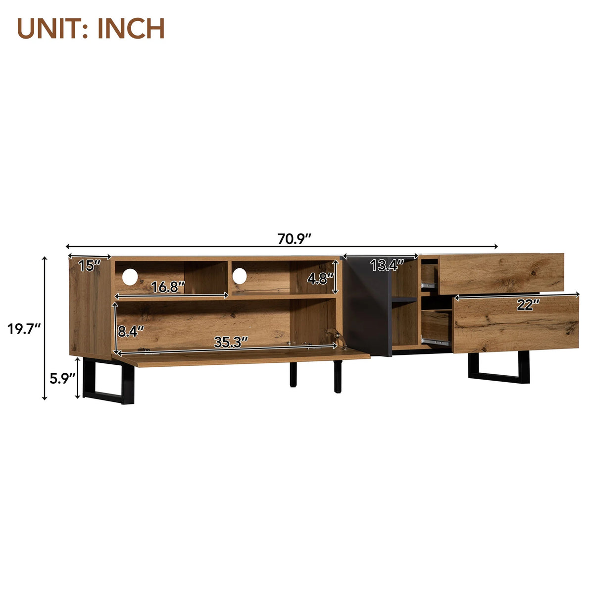 Modern TV Stand with Double Storage Space P9795