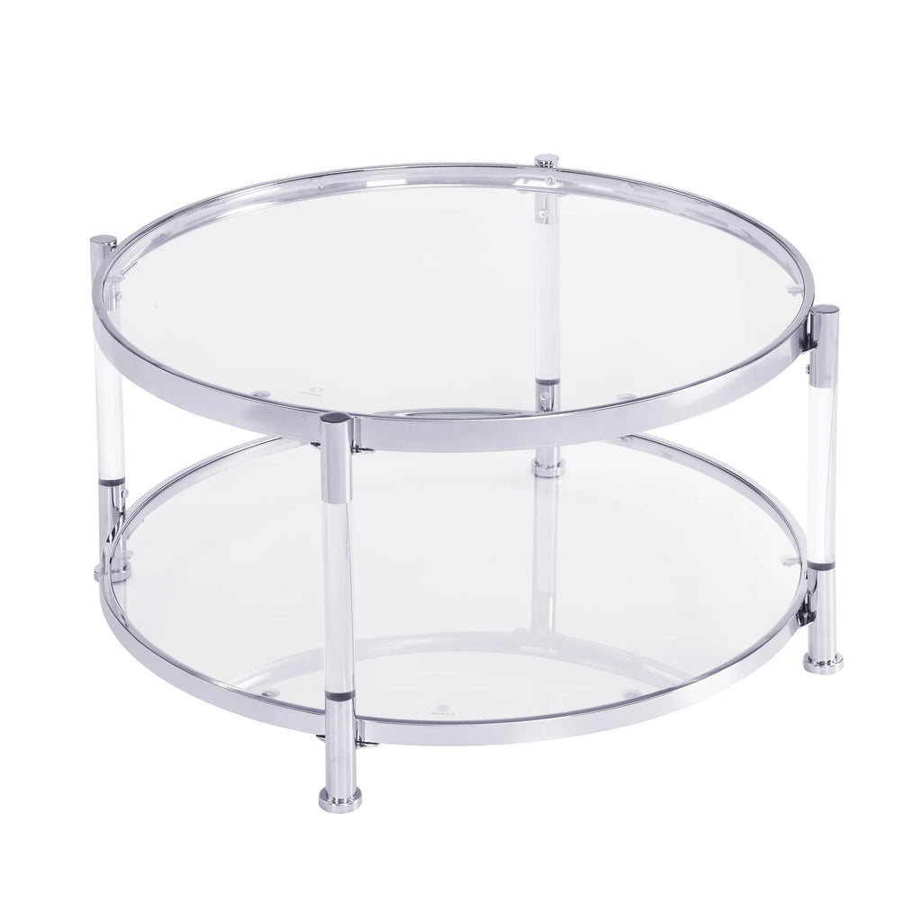 Acrylic Round Tempered Glass Coffee Table J994