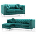 Velvet Sofa Chaise and Loveseat 2-Piece Set in Green C652258