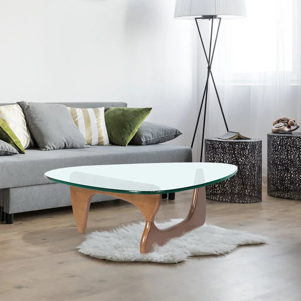 Light Walnut Wood Base Triangle Coffee Table B97638