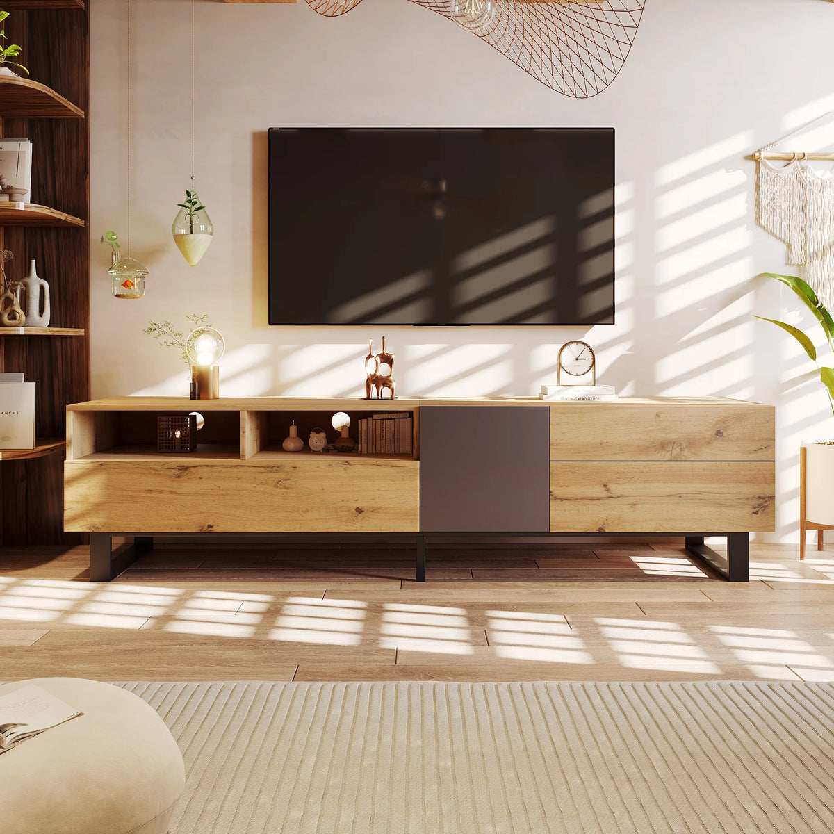 Modern TV Stand with Double Storage Space P9795