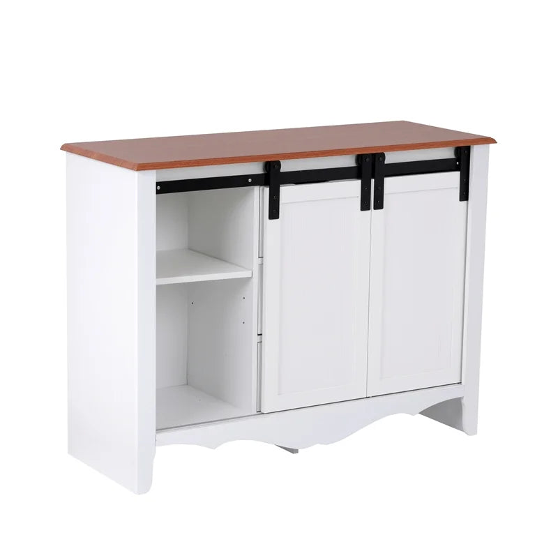 Countryside Barn Door Buffet with Two Sliding Barn Doors & Three Drawers E59091