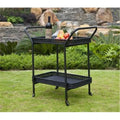 Black Wicker Patio Serving Cart B454