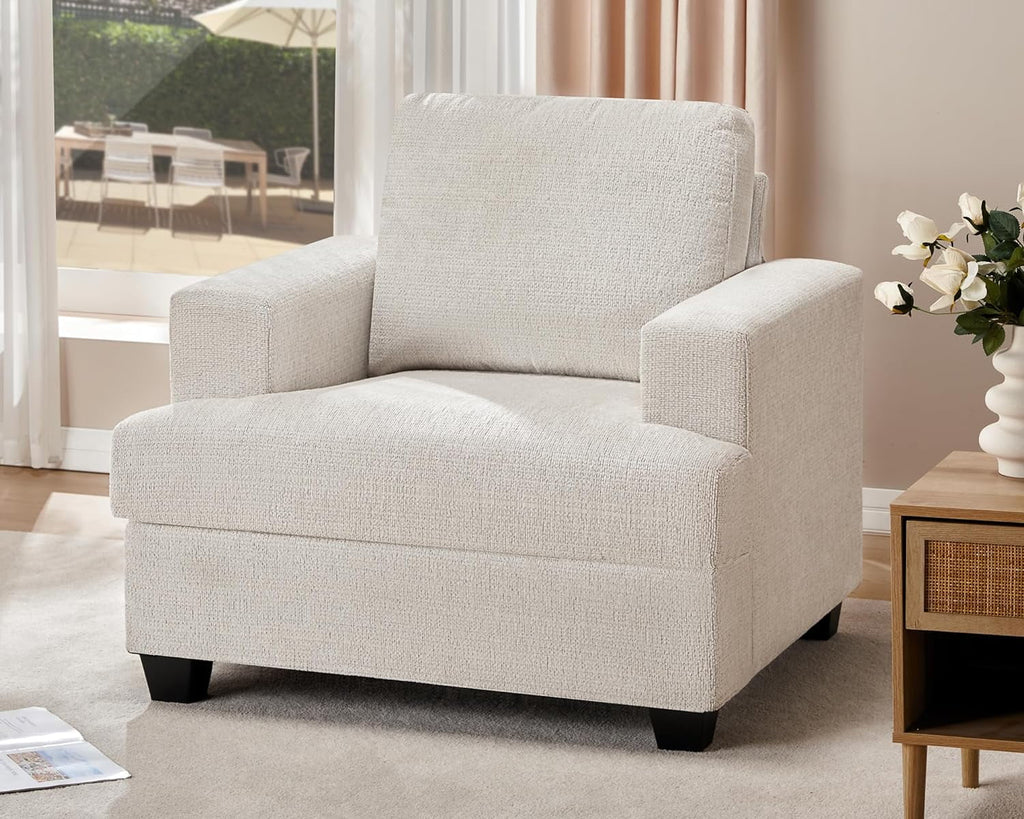 Beige Chenille 39 Inch Wide Single Seater Sofa G881