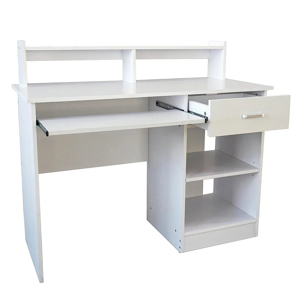White Computer Desk with Drawer and Keyboard Tray J2678