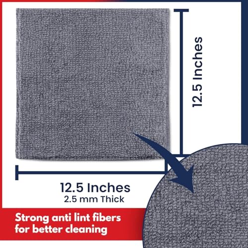 Grey 12 Pcs Microfiber Cleaning Cloth V6696