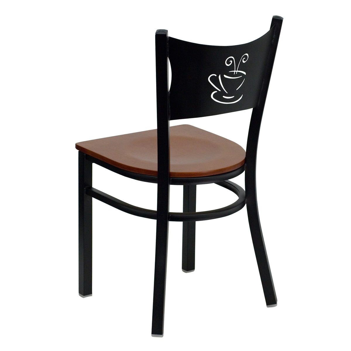 Black Metal Restaurant Chair with Cherry Wood Seat H703051