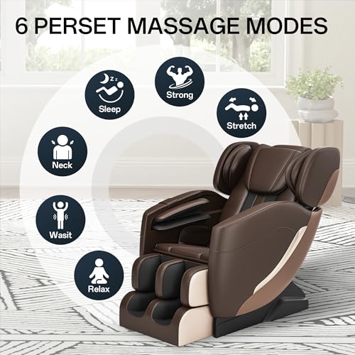 Khaki Full Body Zero Gravity Shiatsu Massage Chair with Back Heating and Foot Roller N3798