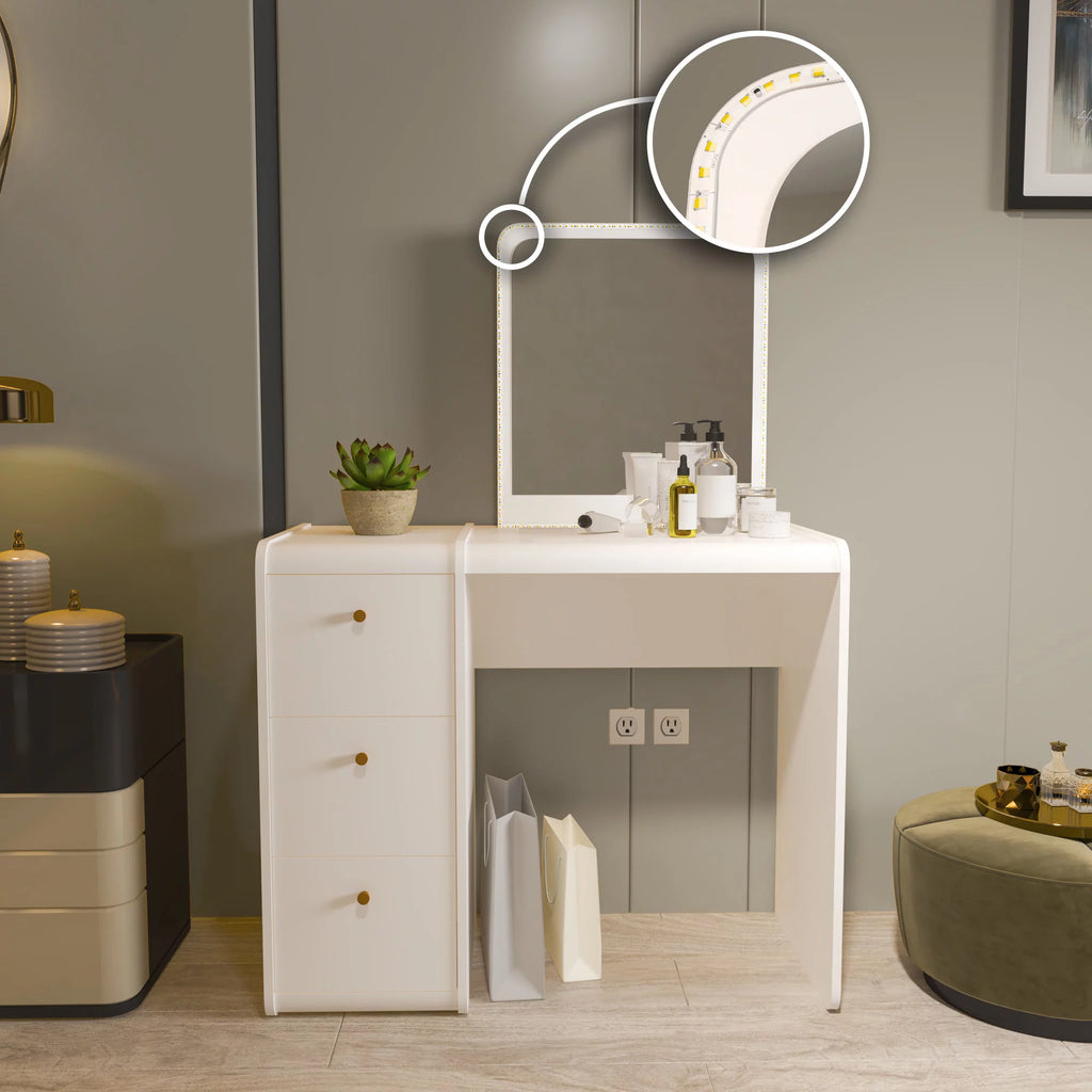 White Lighted Vanity Table Z4910