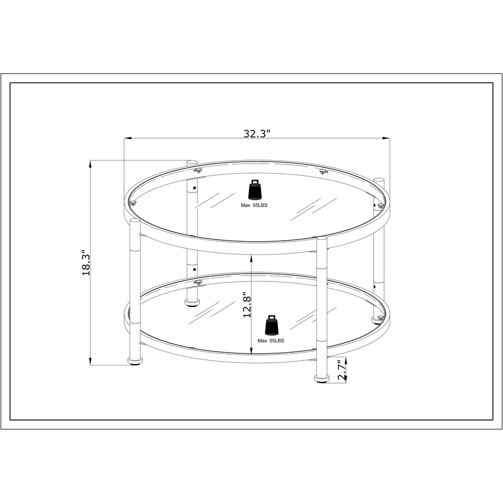 Acrylic Round Tempered Glass Coffee Table J994