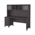 72W Office Desk with Drawers and Hutch in Storm Gray G90821
