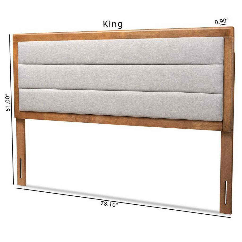 Light Gray Walnut Brown Full Size Wood Headboard Y89257