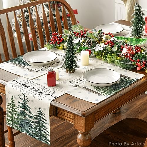 Beige Pine Tree Snowflake Placemats Set of 4 H693399