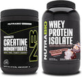 Unflavored Creatine Monohydrate and Chocolate Whey Protein Isolate Supplement Bundle M769