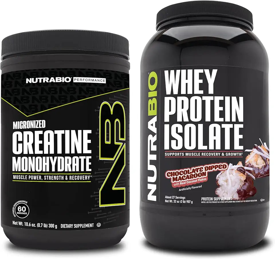 Unflavored Creatine Monohydrate and Chocolate Whey Protein Isolate Supplement Bundle M769