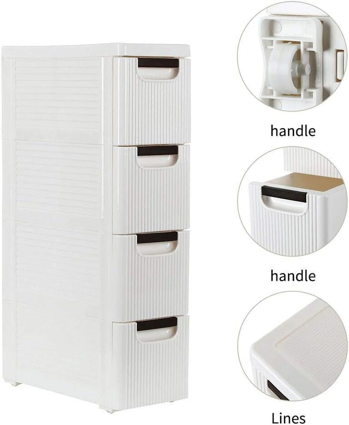White 4 Drawer Rolling Storage Cabinet K7907
