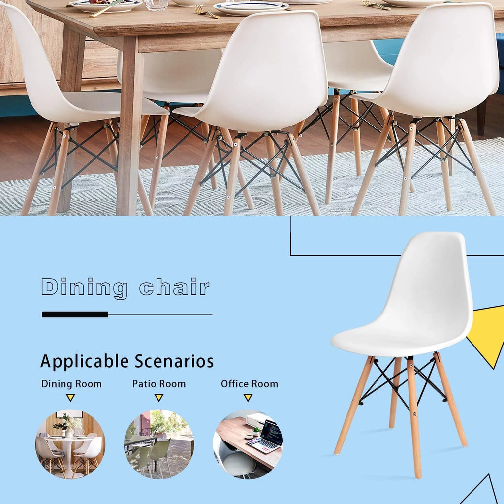 White Mid Century Modern Plastic Side Chairs Set of 4 O5299