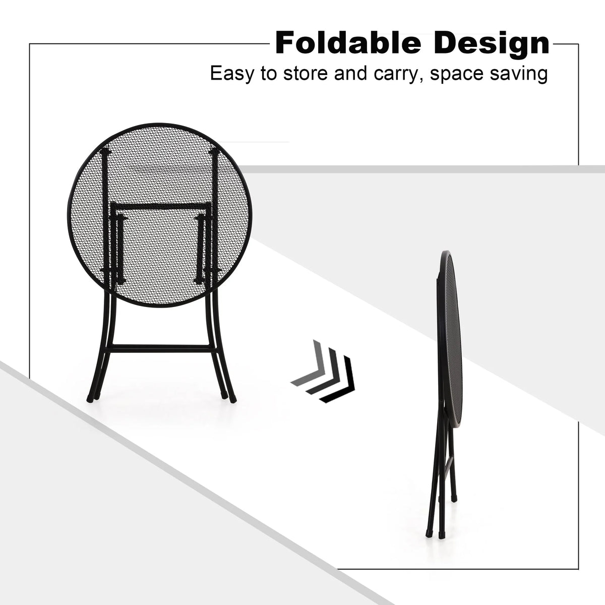 3 Pieces Metal Folding Bistro Set R745
