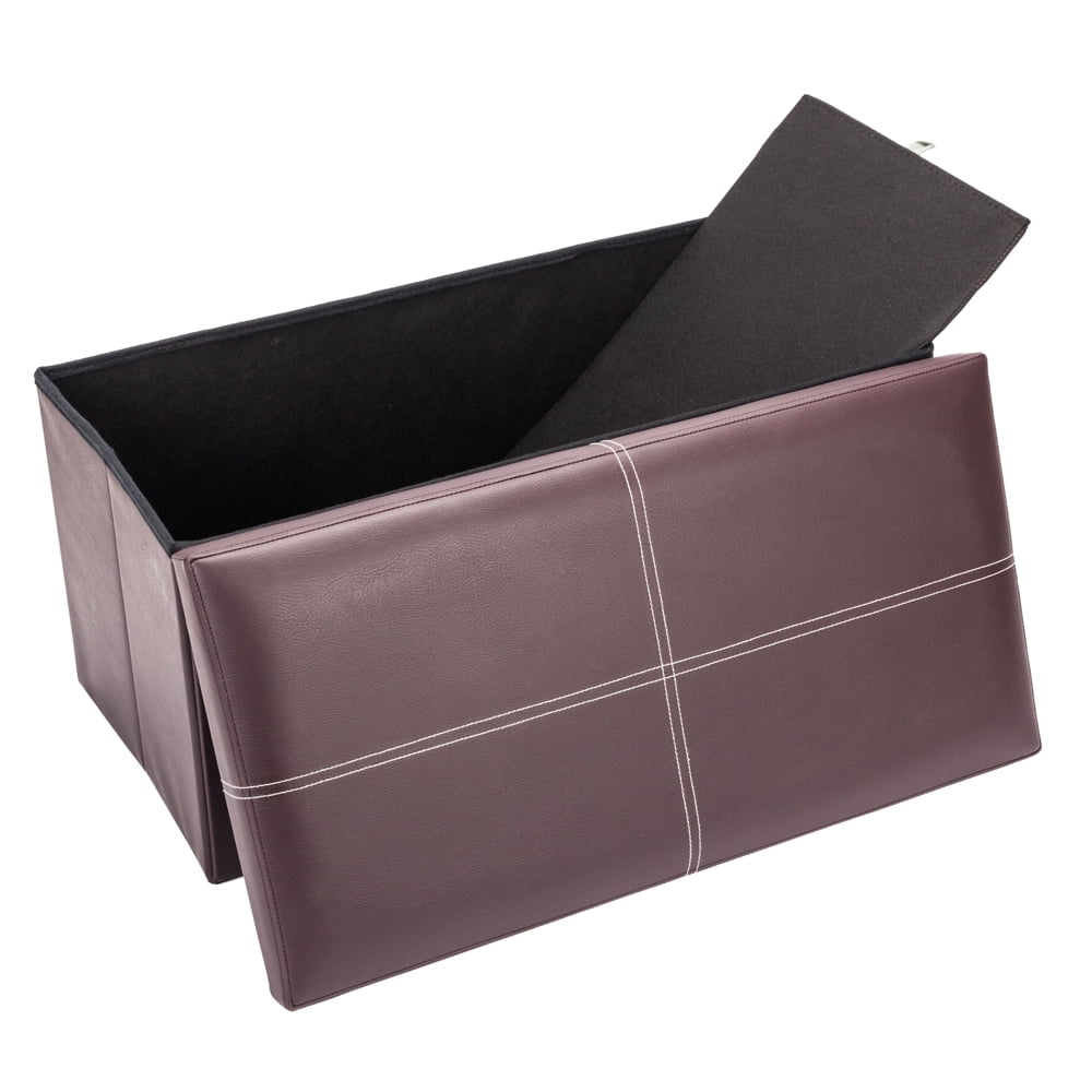 Brown Foldable Storage Ottoman Footstool G9157