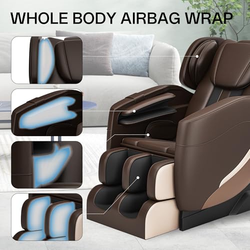 Khaki Full Body Zero Gravity Shiatsu Massage Chair with Back Heating and Foot Roller N3798