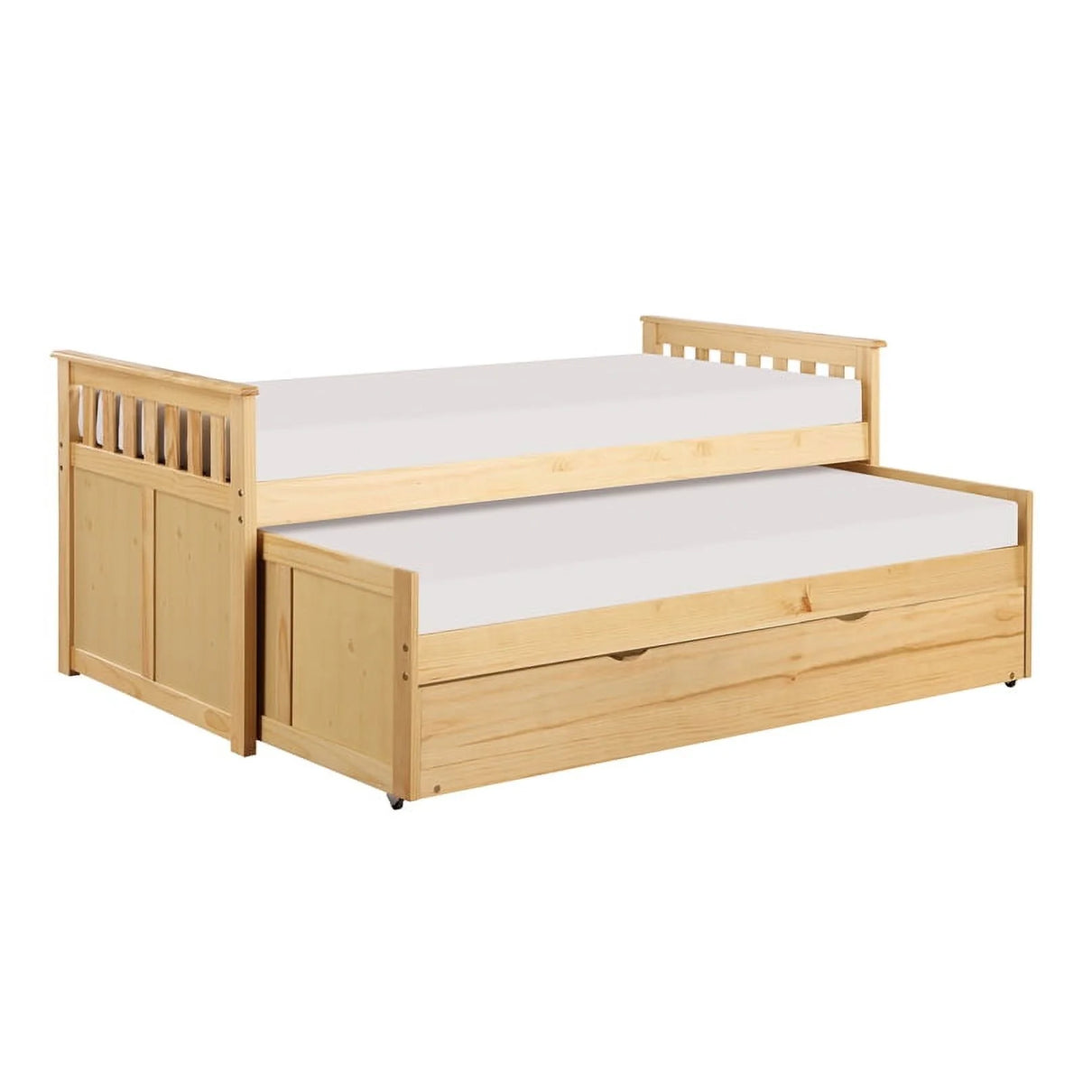 Wood Twin Bed with Twin Trundle H905