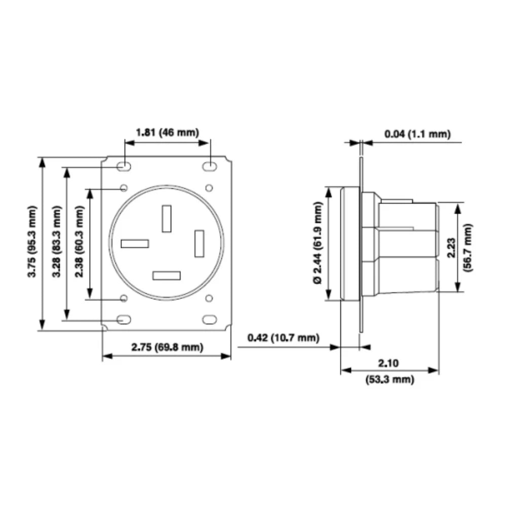 Black Flush Receptacle Y18063