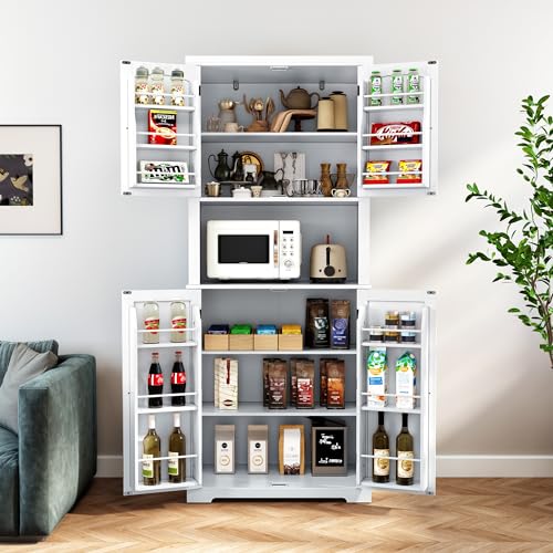 72" Kitchen Pantry Storage Cabinet with Doors and Shelves N97108