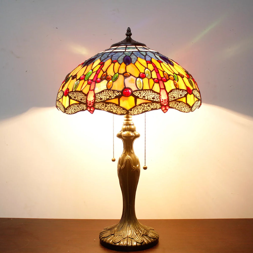 Orange Blue Stained Glass Table Lamp O8974