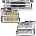 Headlight Assembly with LED DRL Sequential Turn Light Chrome Housing Clear Reflector Z278