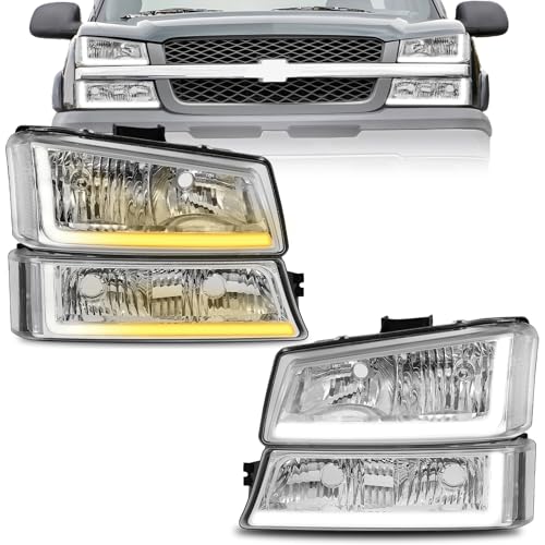 Headlight Assembly with LED DRL Sequential Turn Light Chrome Housing Clear Reflector Z278