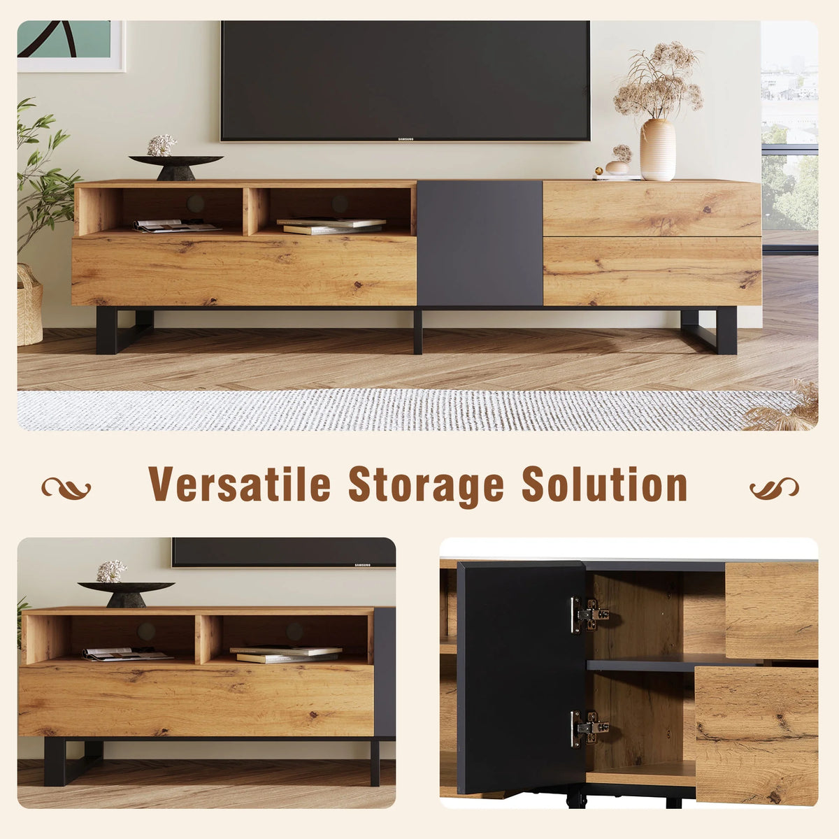 Modern TV Stand with Double Storage Space P9795