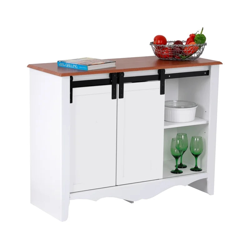 Countryside Barn Door Buffet with Two Sliding Barn Doors & Three Drawers E59091