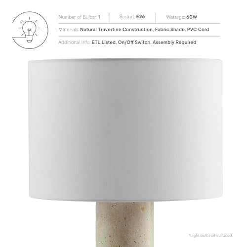 Travertine Stone Pillar Table Lamp U183585