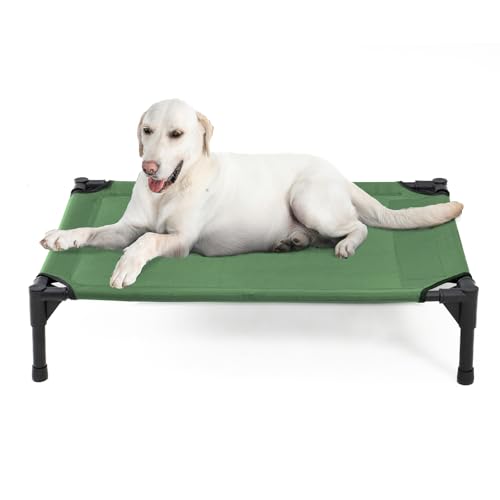 Raised Dog Bed for Large Dogs, Heavy Duty Pet Cot with Washable Mesh, Black L87471